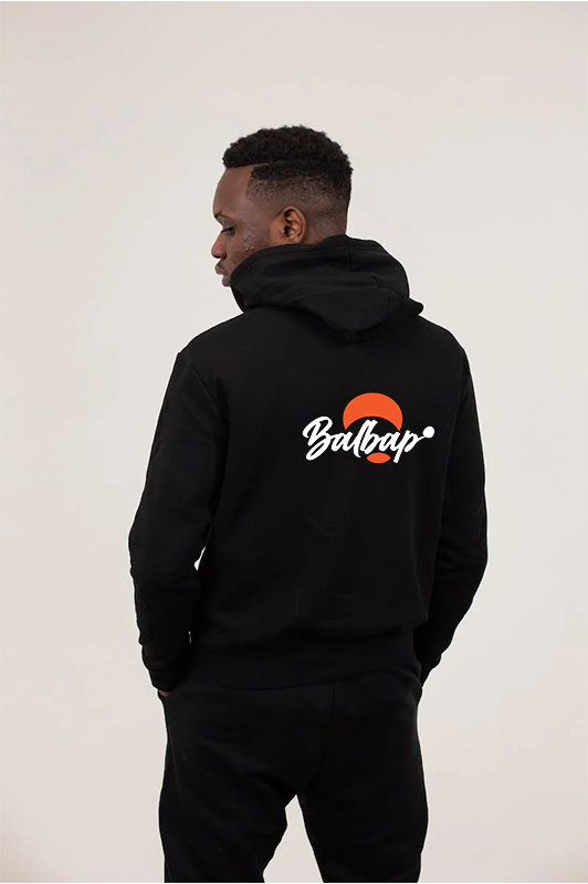 Black Balbap Hoodie with Orange and White Balbap logo.